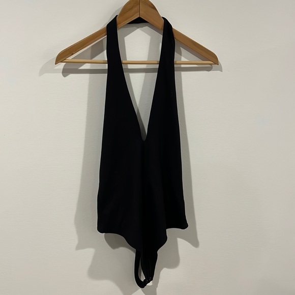 Abercrombie and Fitch soft A&F collection crisscross, black thong bodysuit - Picture 1 of 4